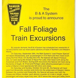 1980s Bangor Aroostook Railroad Fall Foliage Program Schedule Leaf Peeper F13D